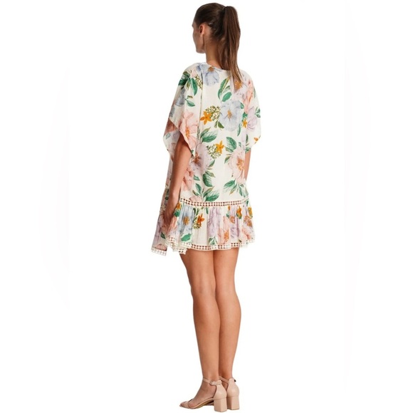 Z&L floral bathing suit coverup or dress with tassels - Picture 3 of 12